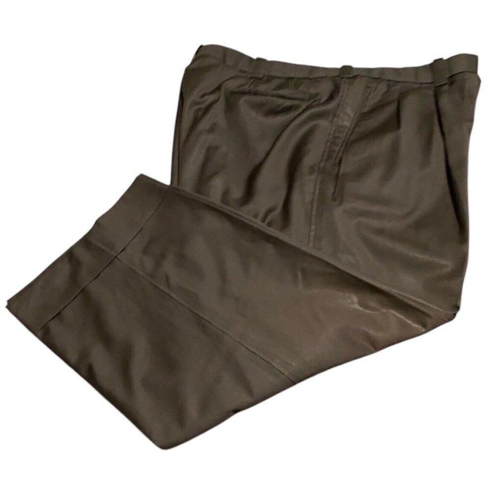 4 Seasons Slacks Pants Mens 44x26 Brown Pleated Front Cuffed